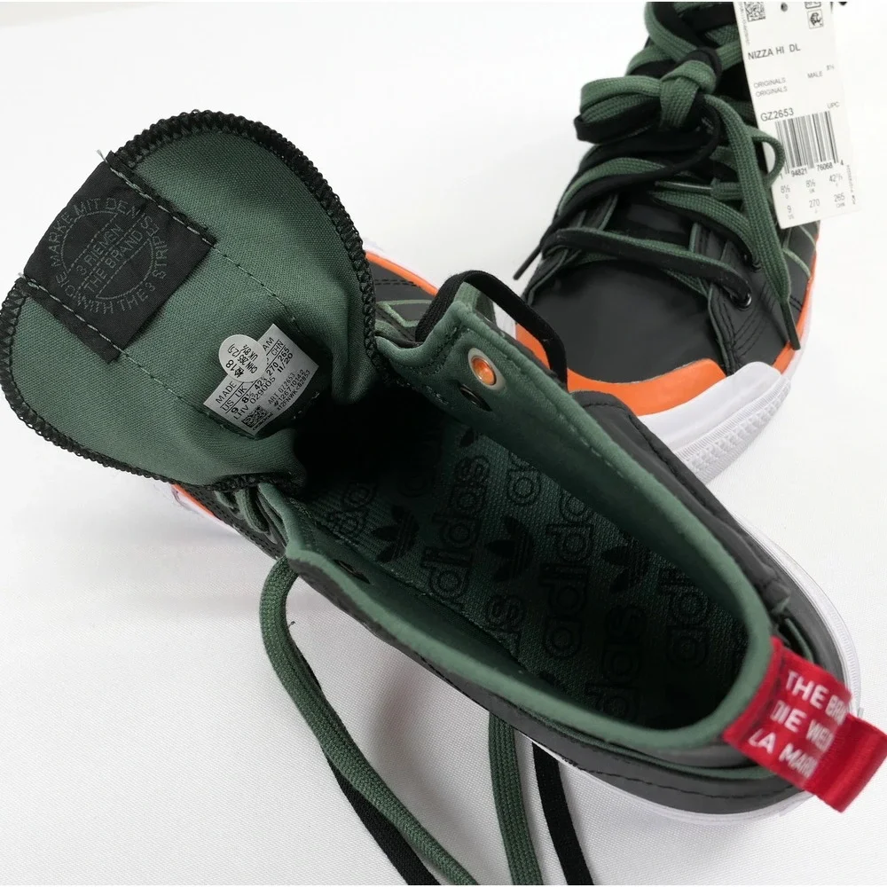 NEW Adidas Nizza Hi DL Mens Sneakers Black Green Orange High Top GZ2653‎ Size 9